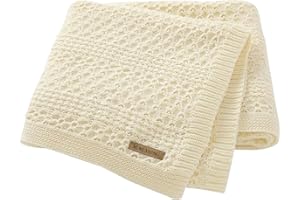 mimixiong 100% Pure Cotton Baby Blanket Extra Soft Cellular Neutral Swaddle Receiving Crib Blanket for Newborn Baby Boy Girl Size Ivory 30 x 40 inches