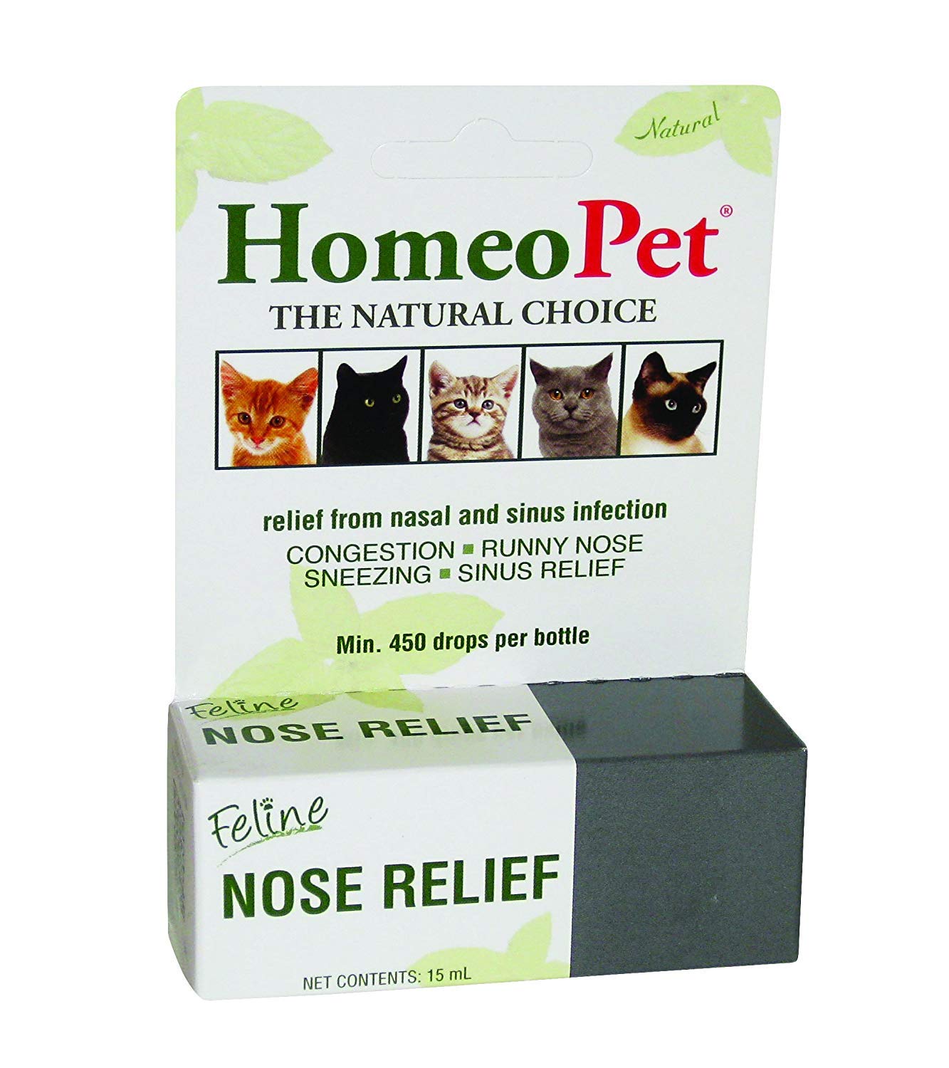 HomeoPet Feline Nose Relief, Safe and Natural Nasal and Sinus Medicine for Cats, Natural Pet Medicine, 15 Milliliters