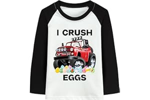 DDSOL Boy Toddler Easter Day Shirt Bunny Train Long Sleeve T-Shirt Monster Truck Dinosaur Egg Hunt Tee Top Kids Clothes