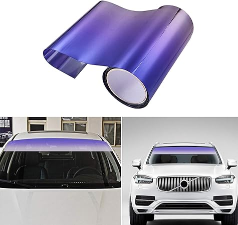 Amazon Goolrc 上部フロントウィンドシールド日焼け止めシートグラデーション自動染色フィルムクリエイティブフロントガラスステッカー車体デカール装飾 フェンダパネル 車 バイク