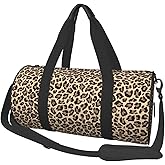 Gbuzozie Leopard Print Gym Duffle Bag Foldable Cheetah Lightweight Carry On Weekender Travel Duffel Bags Sport Bags For Fitness Yoga Beach Swim Men Women
