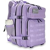 Lovelinks21 45L Tactical Assault Backpack 3 Day Assault Pack with MOLLE Waterproof Rucksack for Tactical Backpacks (Light Purple)