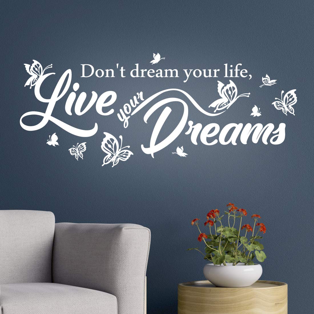 Live Dreams Wall Sticker Motivational Art Quote Family Kitchen Decal Home Decor Living Room Vinyl Decoration Mural Wallpaper DIY Removable transfers Dream Lettering Walls Stencils ispirational Black
