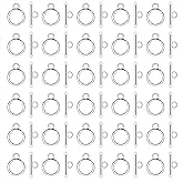 OT Clasp, Penta Angel Tibetan Style Stainless Steel Round IQ Toggle Clasp Clip Craft DIY Necklace Chain Bracelets Findings Jewelry Making, 30 Sets (Silver)