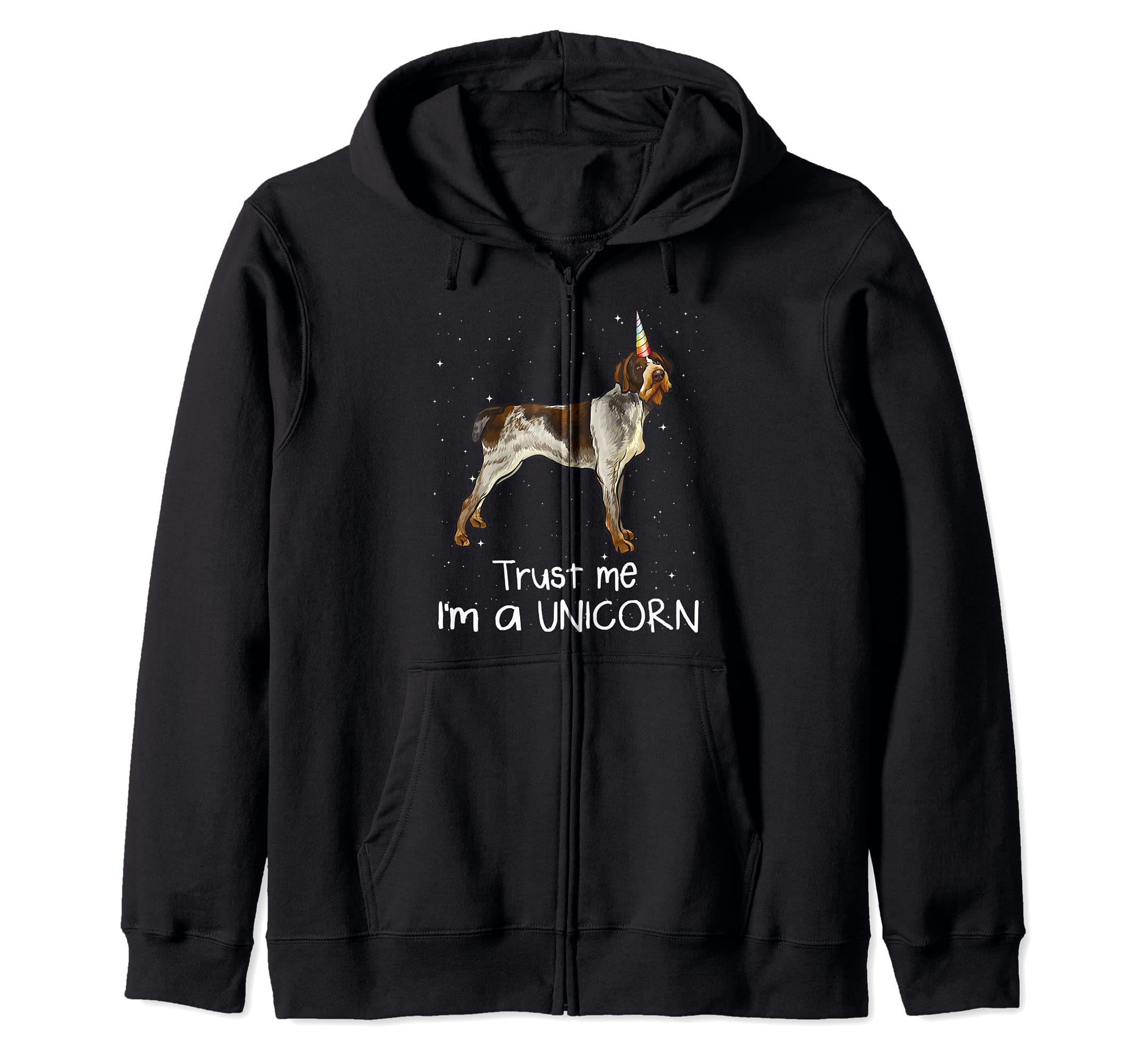 Funny German Wirehaired Pointer Trust Me I'm A Unicorn Dog Zip Hoodie