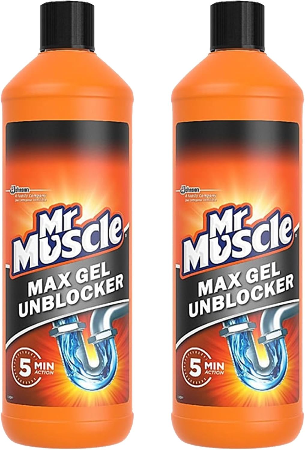 Mr Muscle Sink and Drain Gel 100% Extra Free 2x1L Bottles, 1 l (Pack of 2)