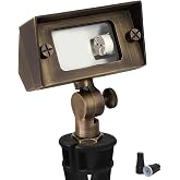 COLOER Cast Brass 12V Low Voltage Flood Light Outdoor Without Bulb(1 Pack) | Solid Brass,Low Voltage,Adjustable Knuckle Mount,IP65 Waterproof,2 Lenses Included,Replaceable G4 Bulb,Rectangle,Small Size