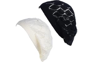 BE YOUR OWN STYLE BYOS Chic Soft Knit Airy Cutout Lightweight Slouchy Crochet Beret Beanie Hat