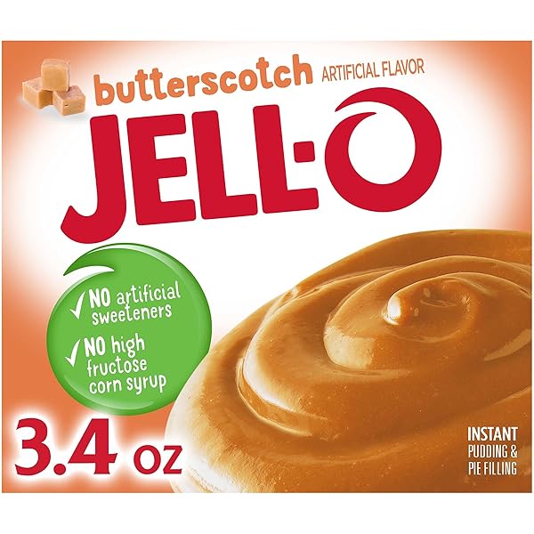 JELL-O BUTTERSCOTCH INSTANT PUDDING & PIE FILLING MIX, 3.4 OZ – PACK OF 24