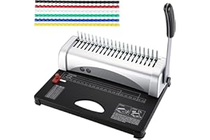 ATPEAM Comb Binding Machine 21-Holes 450 Sheets Capacity with 100 PCS 3/8'' Spines Comb Binding Machine for Letter Size, A4, 