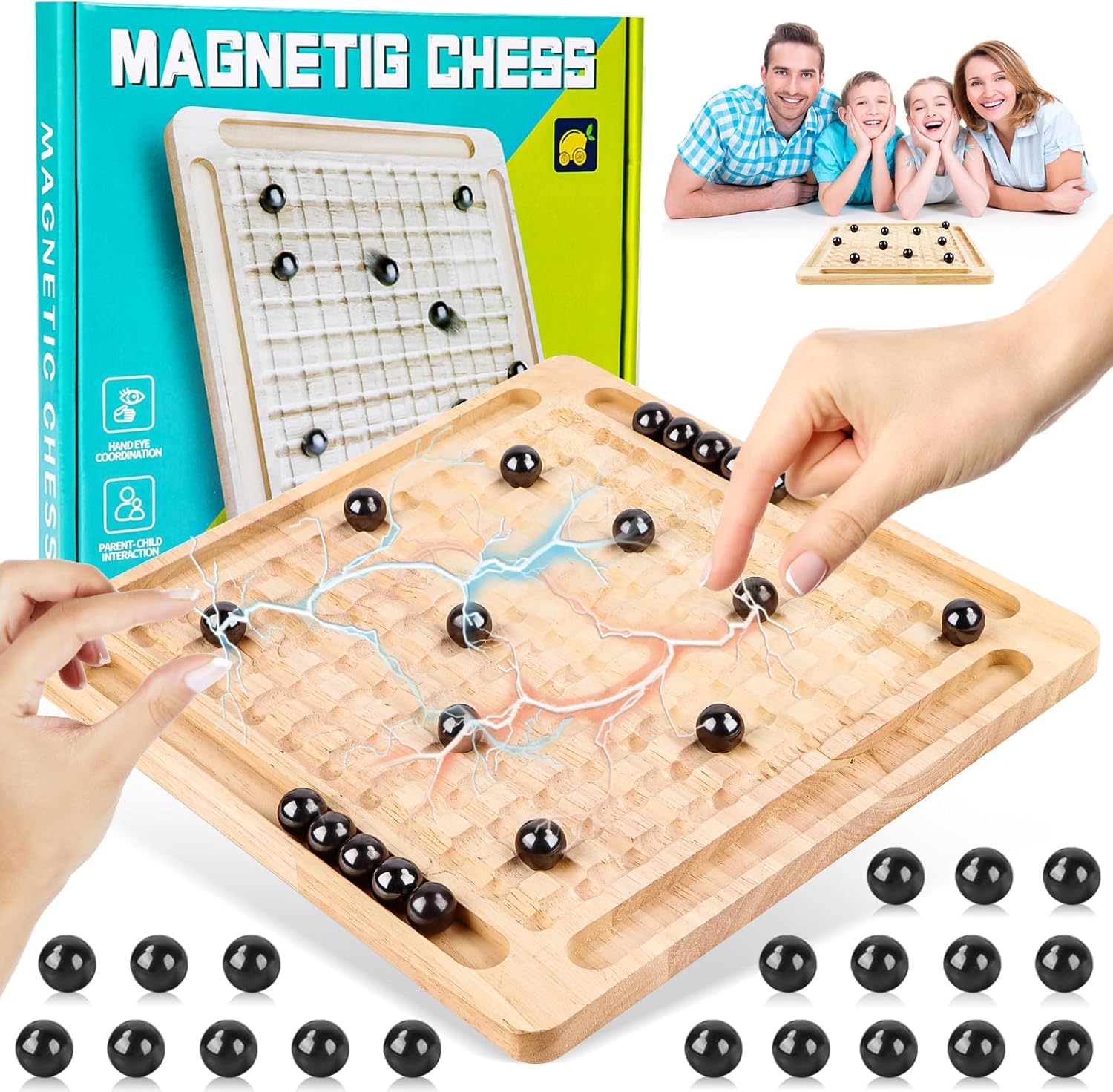 Magnetic wood chess game, multiplayer, board, magnetic chess, interactive parent-child game for family gatherings