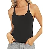 Stelle Women's Sleeveless Tank Tops Scoop Neck Ribbed Racerback Camisole Tops for Workout Casual