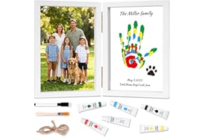 NABANCE Family Handprint Kit, DIY Baby Hand and Footprint Handmade Keepsake Wooden Frame, Family Gifts with 6 Non-Toxic Baby-Safe Paint, Ideas Gift for New Parents, Grandparents, Father's Day, Mother's Day