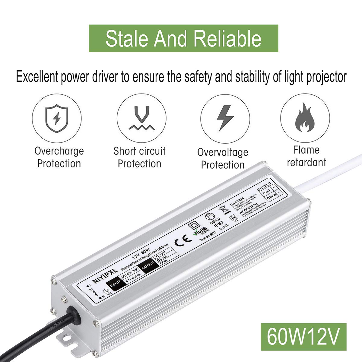 Mua LED Driver 60 Watts Waterproof IP67 Power Supply Transformer ...
