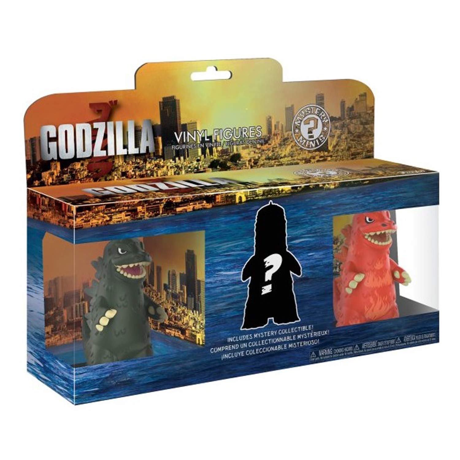 Funko Godzilla 3" Mystery Minis 23361 3 pack | Vinyl Godzilla Pack of 3 with Red, Green & Mystery Variant Colour!