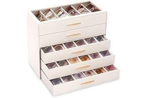 Lolalet Sunglasses Organizer Case for Women, Eyeglass Storage Holder Display Box with Clear Top Lid