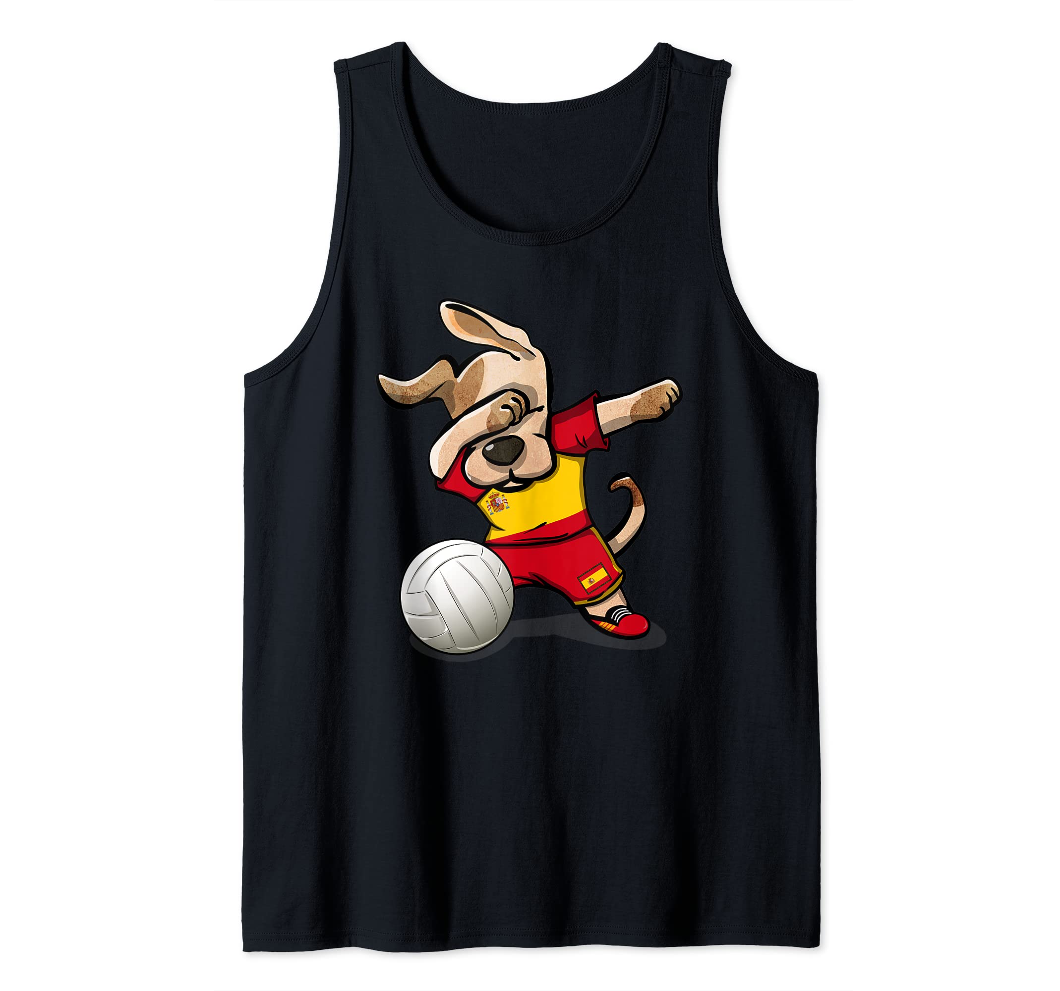 Dabbing Dog Spain Volleyball Fans Jersey Spanish Flag Sports Tank Top