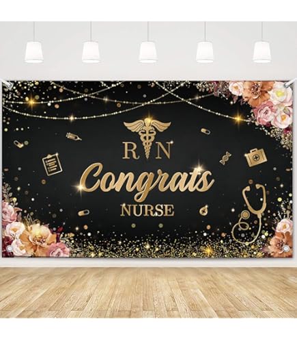 Maicaiffe Congrats Nurse Banner - Congrats RN Sign Party Supplies - Congrats Grad