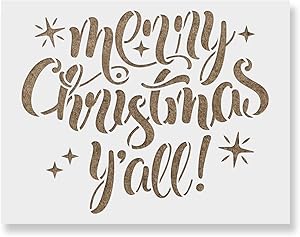 Merry Christmas Yall Stencil - Reusable Christmas Stencil Design Made in USA