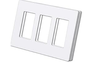 BESTTEN USWP6 Matte Snow White Series 3-Gang Screwless Wall Plate, 2 Pack Decorator Outlet Cover, 11.91cm x 16.61cm, for Ligh