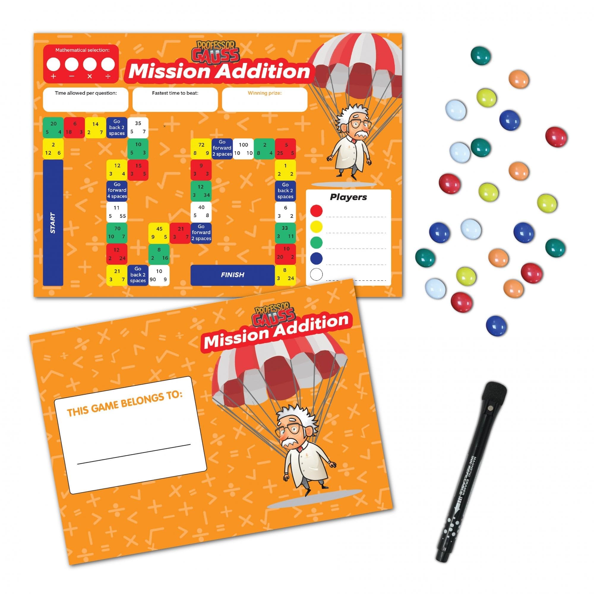 Professor Gauss™ Key Stage 2 Printed Magnet Game - Mission Addition - Magnetic A3 Sheet for Fridge, Whiteboard or Office