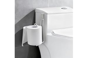 Toilet Paper Roll Holder, Over Tank Bathroom Tissue Dispenser, Metal Hook - White