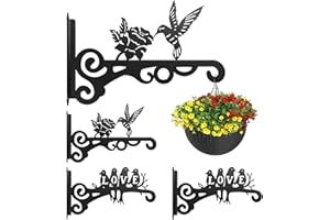 QIAOMEIYSP 4-Pack Aesthetic Wall Plant Hanger Indoor and Outdoor – 10 Inch Metal Hanging Plant Bracket with Beautiful Bird Pattern – Heavy Duty Plant Hooks for Hanging Plants, Bird Feeder, Wind Chime, Lantern