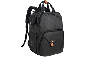 Hap Tim Diaper Bag Backpack,Large Capacity Travel Back Pack Maternity Baby Nappy Changing Bags, Double Compartments with Stroller Straps,Waterproof,Black (US7340-DG)
