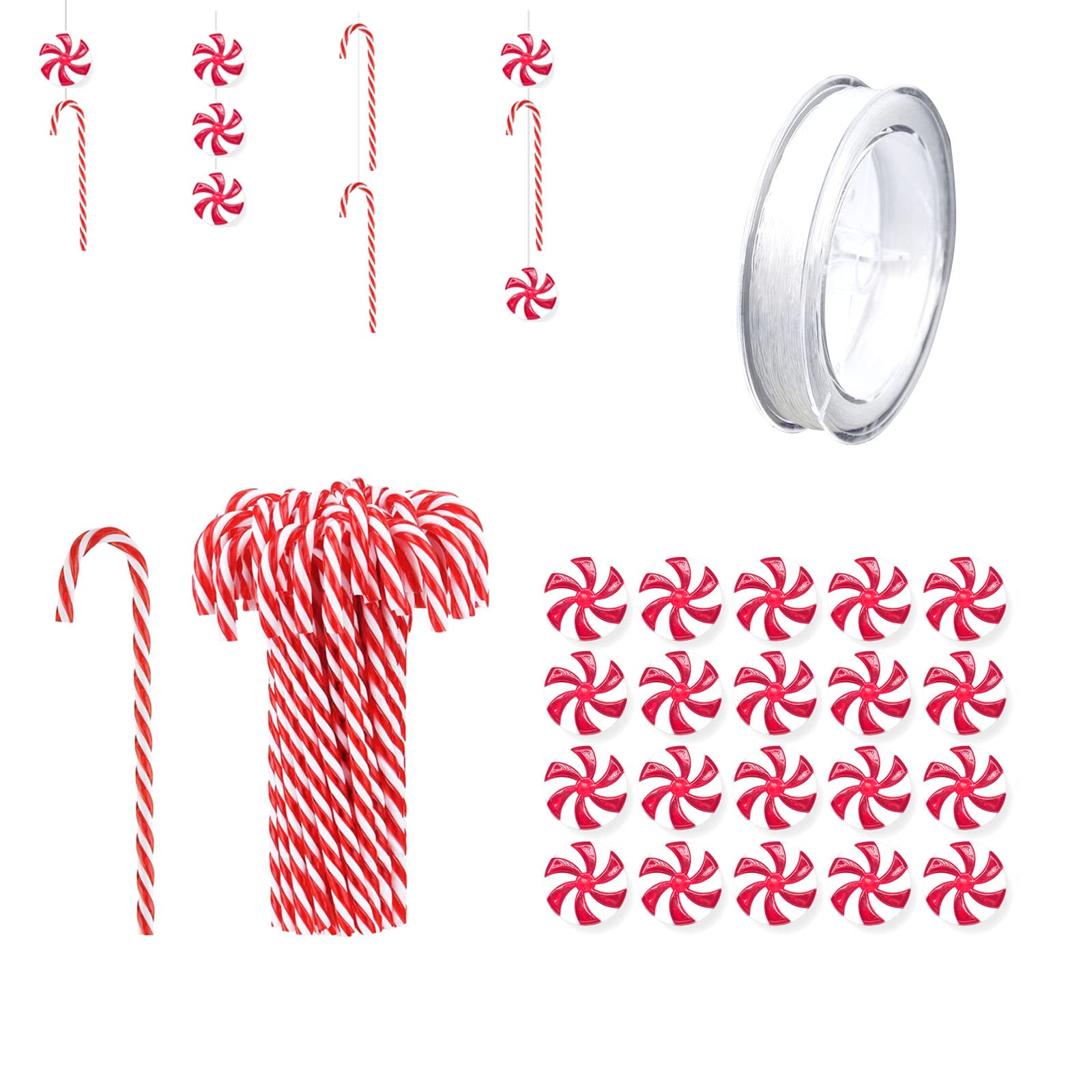 BDSHUNBF 40 Pcs Christmas Lollipop Ornament Plastic Candy Cane Christmas Tree Hanging Ornament, Christmas Lollipop Ornament Candy Canes Pendant for Xmas Party Christmas Home Decoration