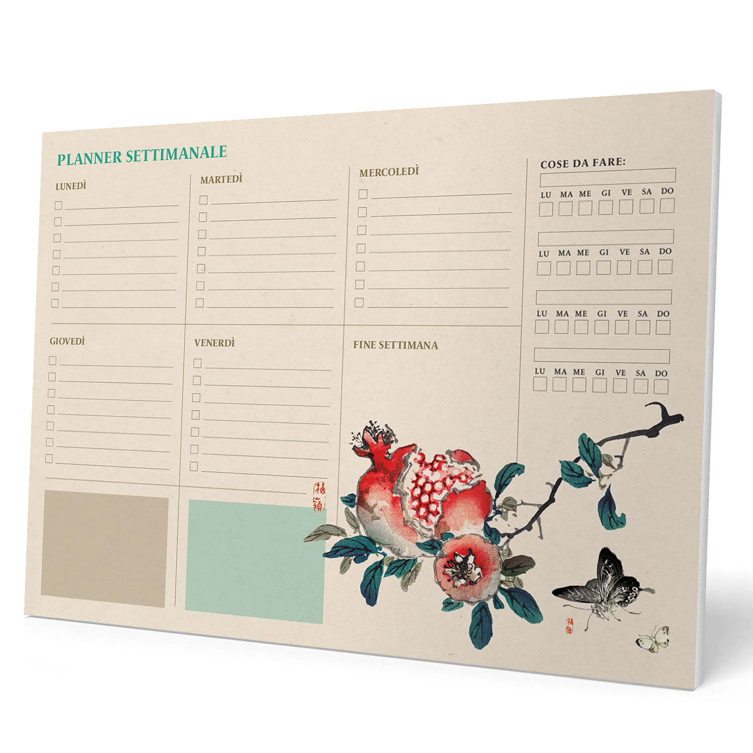 Grupo Erik Weekly Planner A4 In Italian - Japanese Art | Undated Daily Planner Family, Desk Calendar, 54 Tear Off Pages Notepad | Cute Stationery Gifts, Italian Gifts Uner 10 Pounds