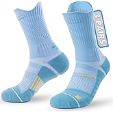 Coolmax Compression Running Socks for Women 3 Pairs, Anti-Blister Moisture Wicking Boot Crew Cushion Athletic Workout Socks