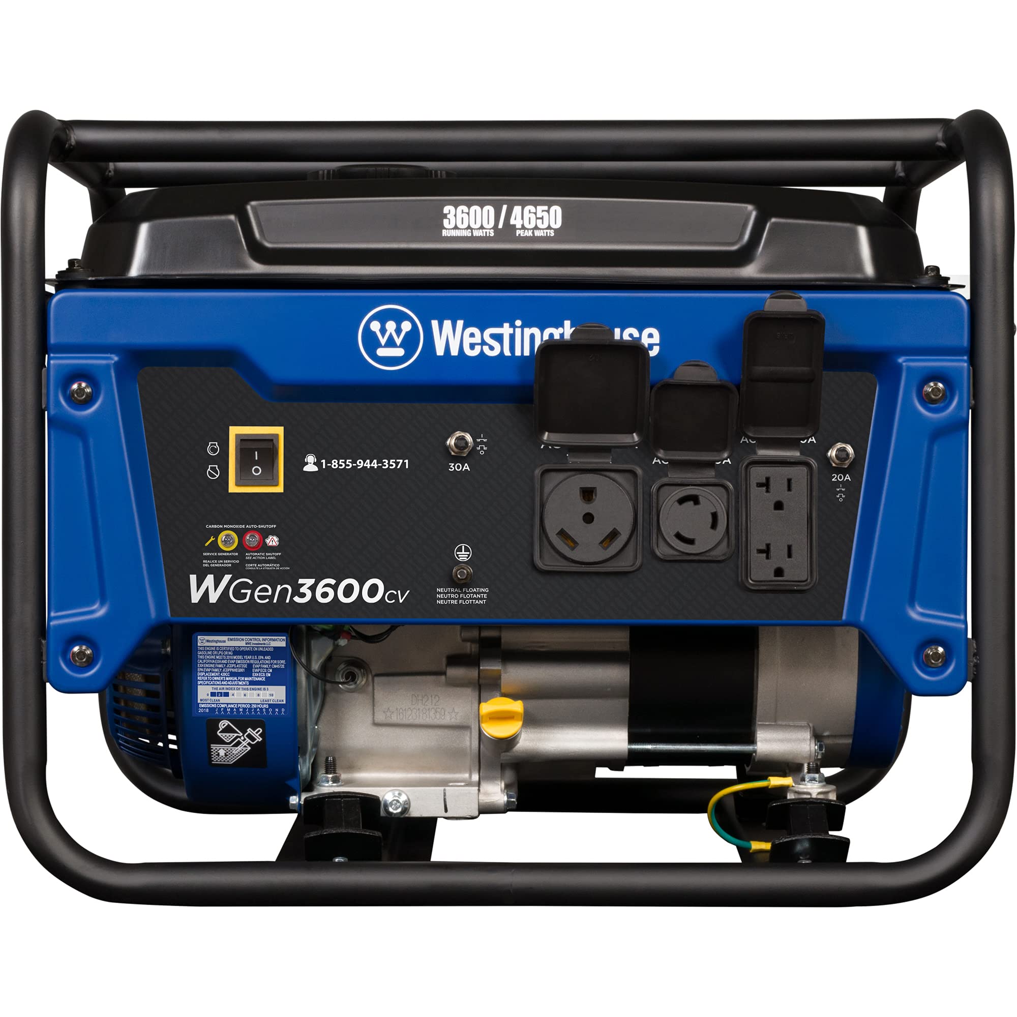 Westinghouse 4650 Peak Watt Portable Generator, RV Ready 30A Outlet, Gas Powered, CO Sensor