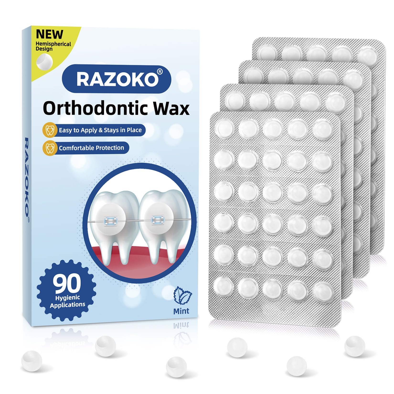 Photo 1 of RAZOKO Orthodontic Wax for Braces Wax Dots 90 Individual Hygienic Packaging Dental Wax Mint
