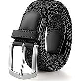 SUOSDEY Men Stretch Braided Belt, Elastic Belt for Jeans Pants Casual Golf Belt 1 3/8"