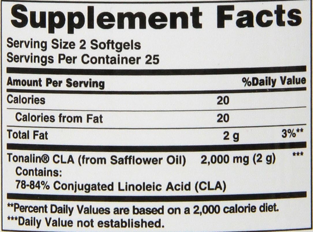 Nature's Bounty Tonalin Pills and Dietary Supplement, Diet and Body Support, 1000 mg, 50 Softgels: Health & Personal Care