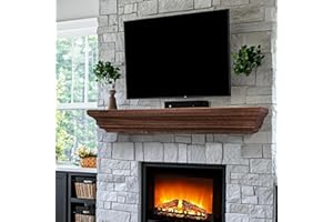 LXWZHK Rustic Fireplace Mantel Shelf, 54" Wooden Floating Shelf for Over Fireplace, Wall Mounted Fire Place Mantel, Farmhouse Hanging Floating Shelves, Brown