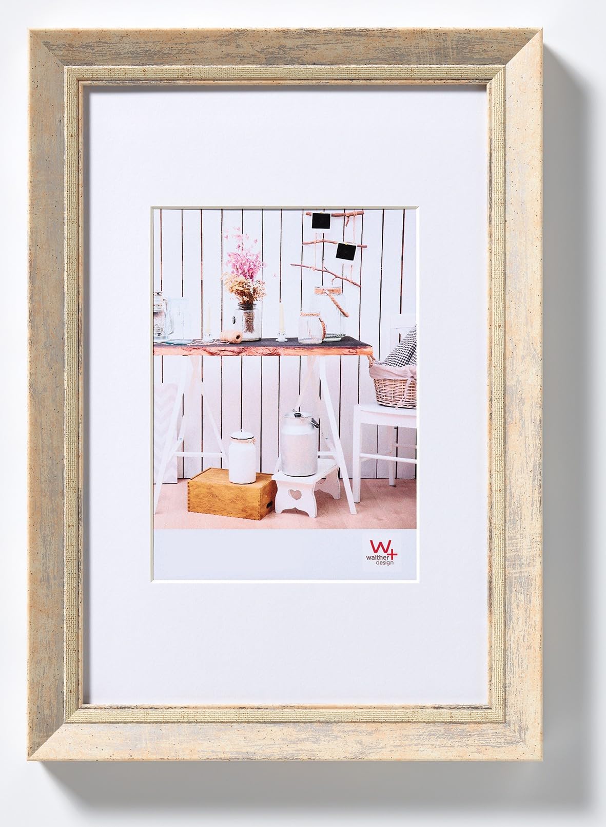 walther design Picture Frame Natural 10 x 15 cm with PassepArtout, Chalet Design Frame EL015H