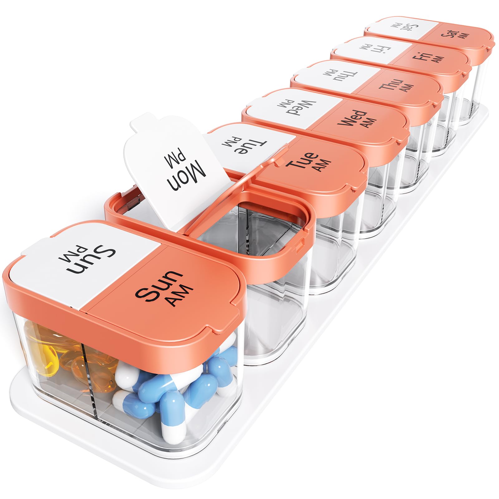 Odaro Extra Large Weekly Pill Organizer 2 Times A Day, Pill Box 7 Day ...