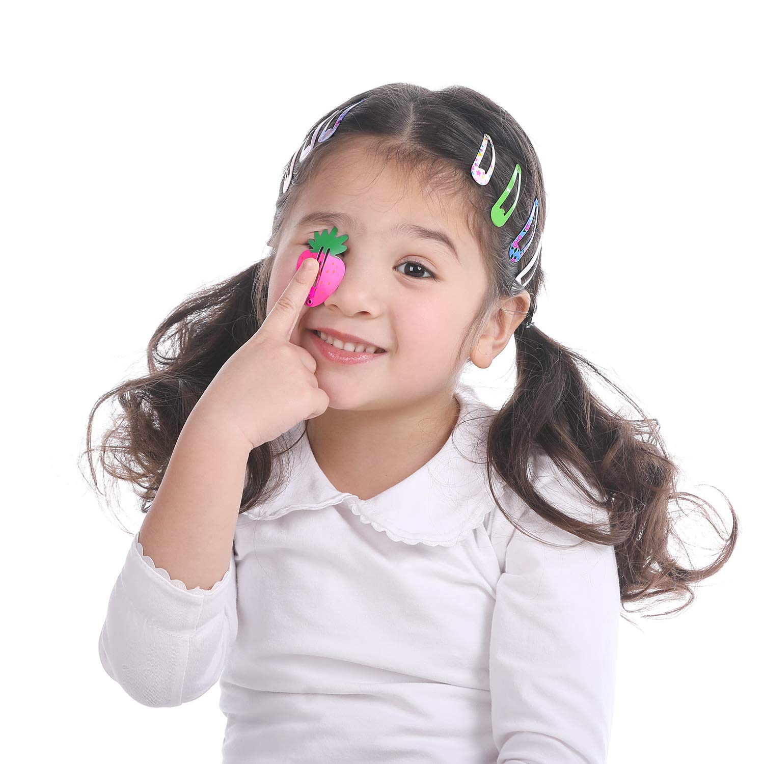 Hair Clips for Girls, Funtopia 100 Pcs No Slip Metal Snap Hair Clips Barrettes for Kids Teens Women, Cute Candy Color Cartoon Design Hair Pins (Animals Fruits Crowns Stars) : Beauty