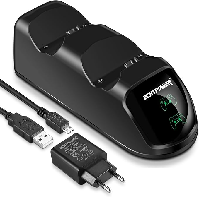 PS4 Chargeur avec Adaptateur ECHTPower DualShock 4 Station de Charge