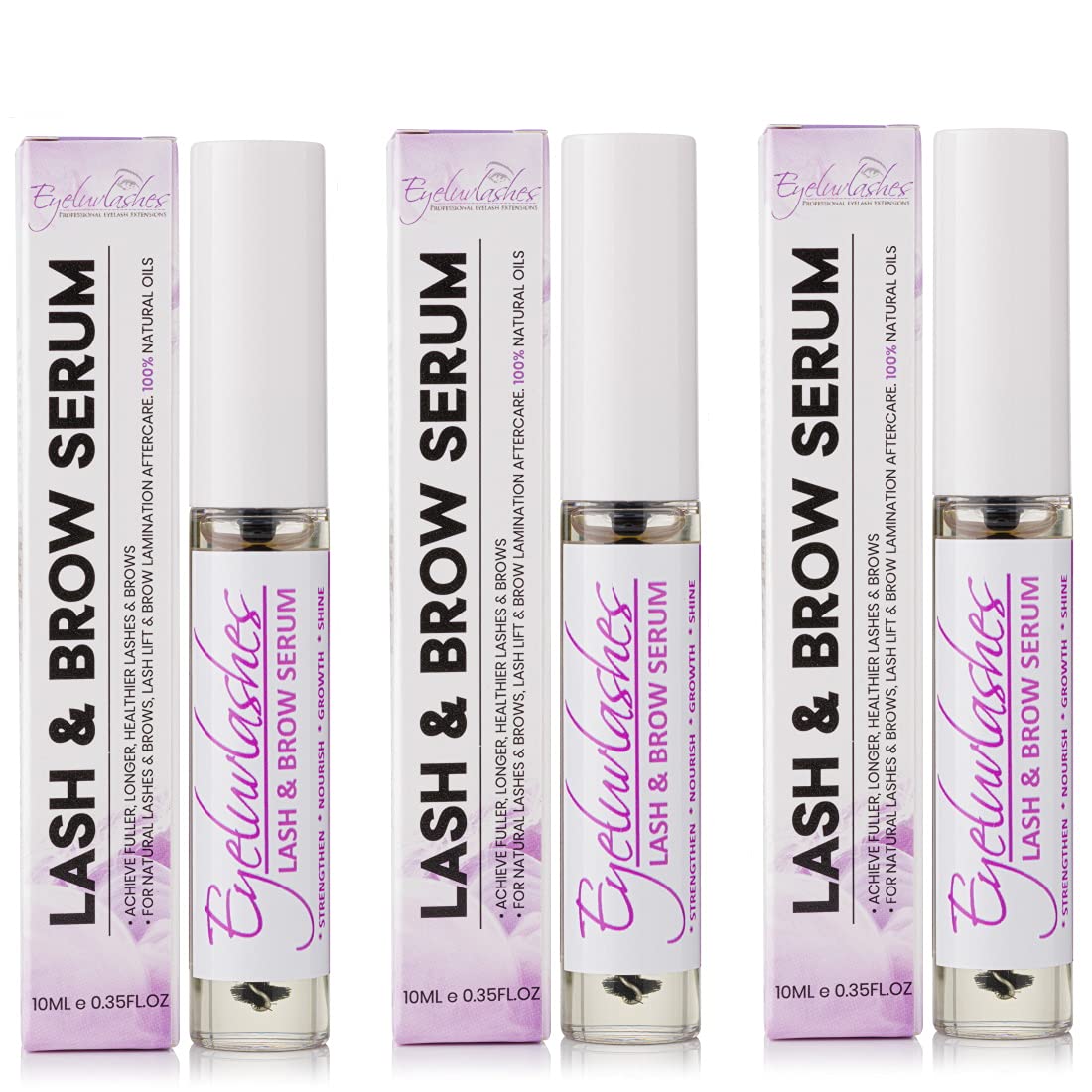 Lash and Brow Serum Nourishing Lash Growth Lash Lift Brow Lamination Aftercare Natural Oils Castor Oil Sweet Almond Oil Vitamin E Oil Vegan Client Retail Natural Eyeluvlashes (3 Pack)