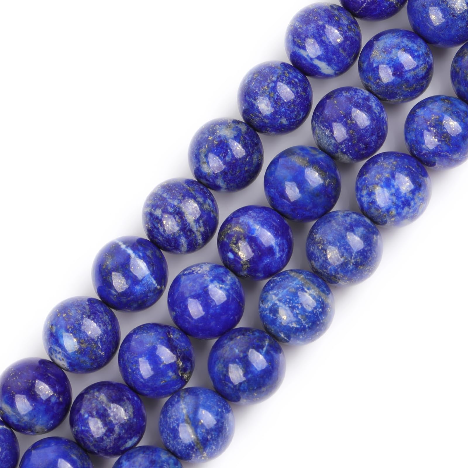 GEM-Inside Natural A Grade 10mm Blue Lapis Lazuli Round Gemstone Semi Precious Loose Beads for Jewellery Making 15''
