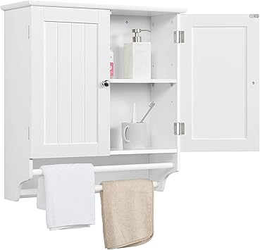Amazon Com Go2buy White Wall Mounted Cabinet Kitchen Bathroom Wooden Medicine Hanging Storage Organizer Furniture Decor