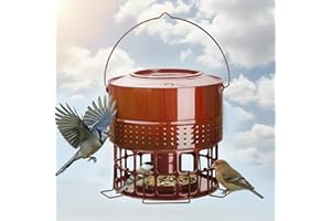 Solution4Patio Bird Feeder, 10LB Powder Coated Metal Wild Birdfeeder with 32 Feeding Stations & Triple Perches, Rust-Proof Ha