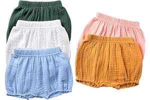 3PC Shorts Set Newborn Baby Girls Boys Pants Cotton Linen Blend Cute Floral Bloomers Triangle Shorts