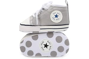 KIDSUN Unisex Baby Boys Girls High Top Sneaker Soft Anti-Slip Sole Newborn Infant First Walkers Canvas Denim Shoes