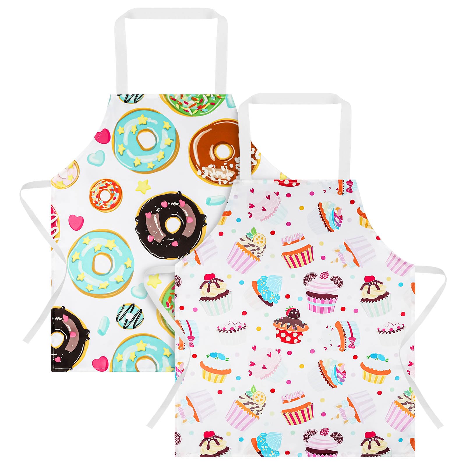ABOHU Kids Aprons, 2 Pcs Child Chef Aprons, Childrens Kids Toddler Waterproof Play Apron, Cartoon Style Toddler Children Painting Apron, Children Kitchen Apron for Kids Toddler Painting Baking Artist