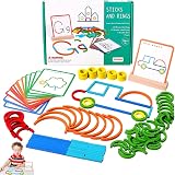 Jastown 120pcs Wooden Sticks & Rings Puzzles Montessori 3 4 5 Year Olds view 1