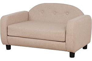 AFBKSS&BB Pet Sofa, Modern Dog Bed, Cat Sofa Bed Puppy Couch Mini Dogs Pet Couch Bed with Linen Cover, Animal Pet Bed (Beige)