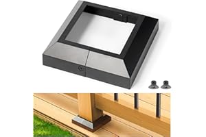 AECXM 2Pack 4"x4" Aluminum Deck Post Base Cover, Split Post Cover Skirts for Deck Railings丨Stairs丨Porches Black